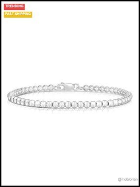 925 Sterling Silver Bead Ball Chain Bracelet Handmade Fine Jewelry